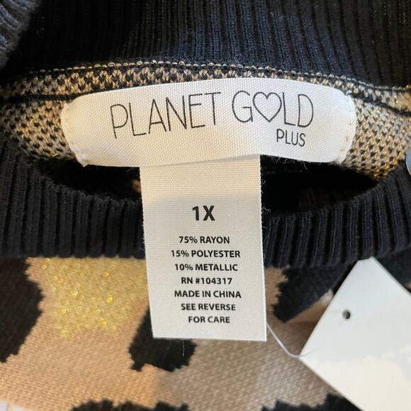 NWT Planet Gold Women's Plus Size Sleeveless Leopard Mini Sweater Dress Size 1X - Picture 6 of 7